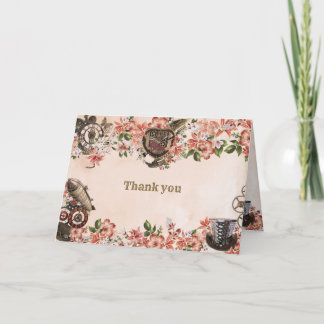 Carte Merci Floral Steampunk
