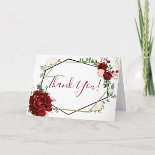 Carte Merci géométrique floral de mariage merlot