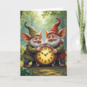 Carte Merci Gnomes Avec Vieille Horloge