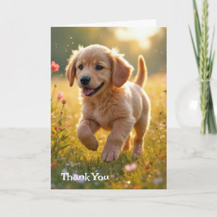Carte Merci Golden Retriever Puppy dans un pré