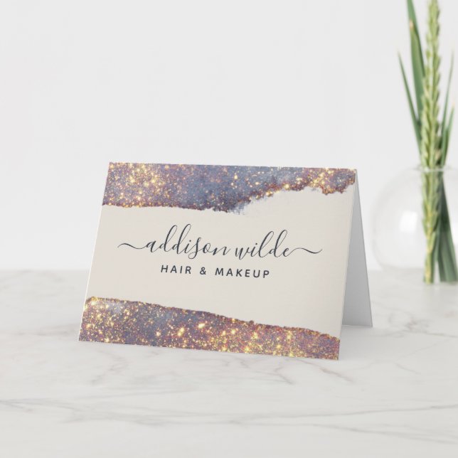 Carte Merci Iridescent Violet Or Glam Pailleté (Devant)