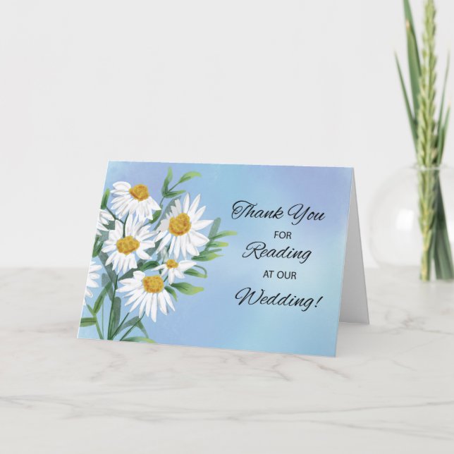 Carte Merci Lecture à Mariage Daisies sur l'aquarelle (Devant)