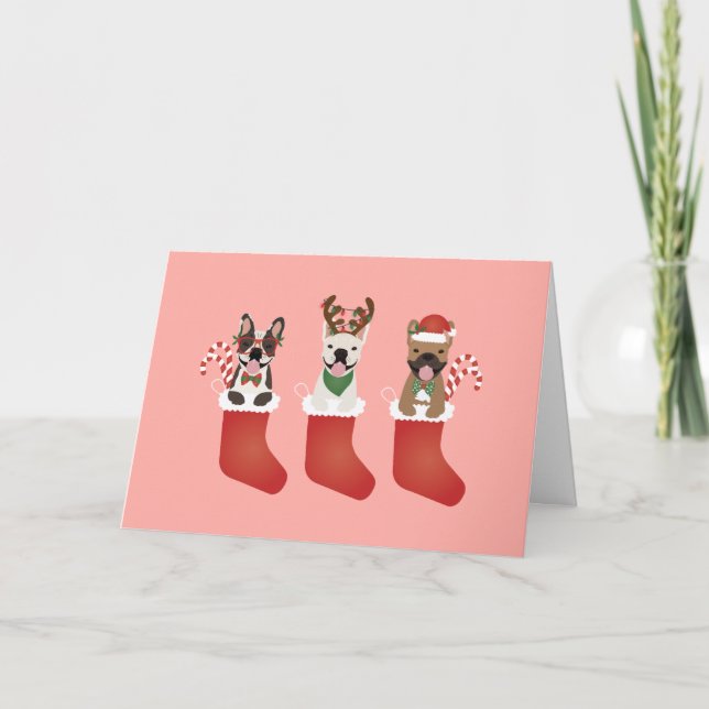 Carte Merci les French Bulldogs Noël (Devant)