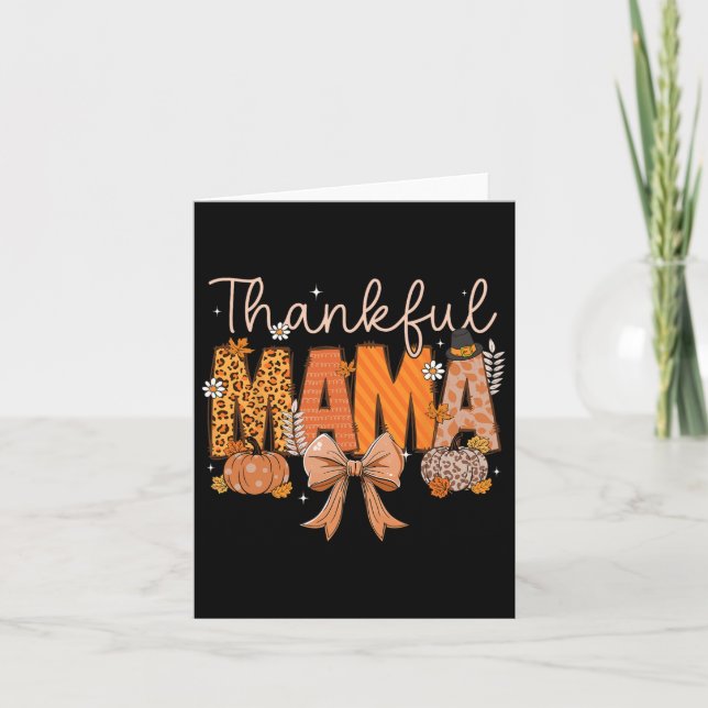 Carte Merci Mama Coquette Bows Maman Fall Thanksgiving (Devant)