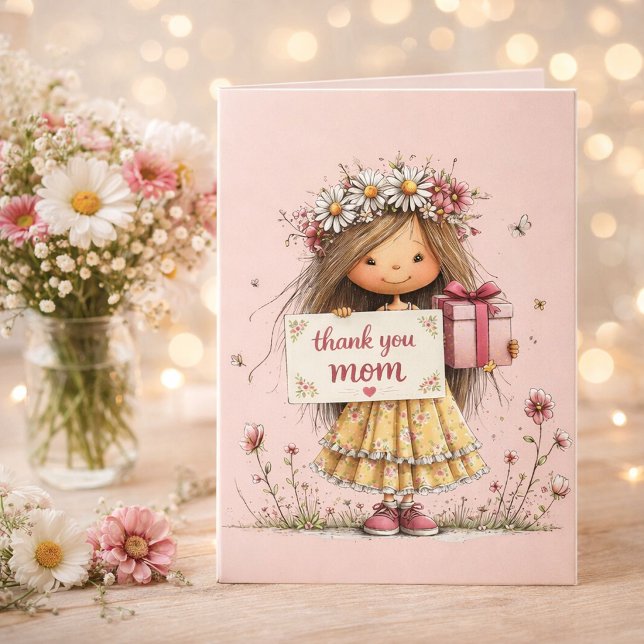 Carte "Merci Maman" à couronne florale (Créateur téléchargé)
