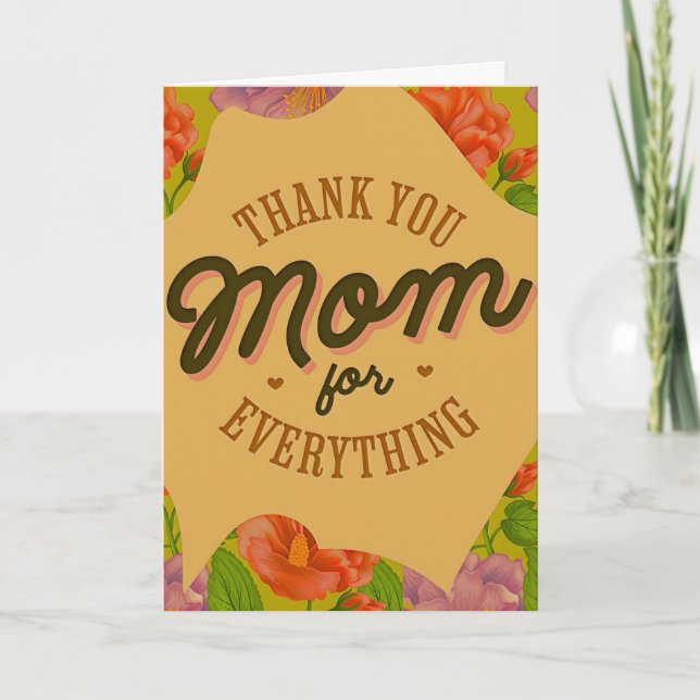 Carte Merci Maman pour tout Salutation de la Fête des Mè (Devant)