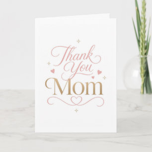 Carte Merci Maman Typographie Rose Doré Élégante