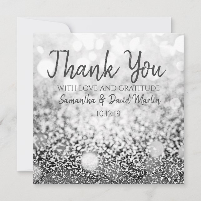Carte Merci Mariage de Parties scintillant d'argent Boke (Devant)