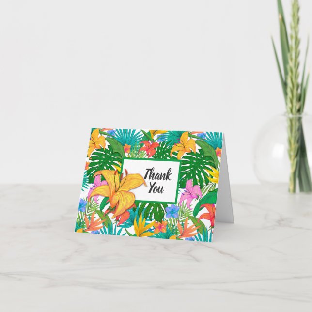 Carte Merci Mariage floral tropical (Devant)
