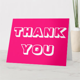 Carte Merci, Merci, fuchsia blanc salut rose