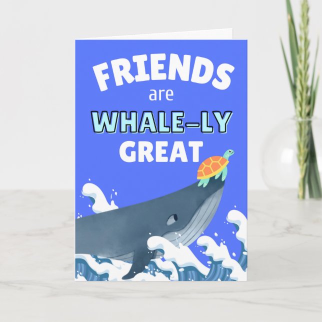 Carte Merci mignon pour l'amitié baleine et tortue (Devant)
