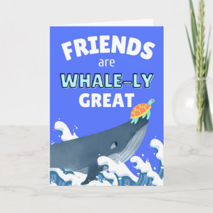 Carte Merci mignon pour l'amitié baleine et tortue