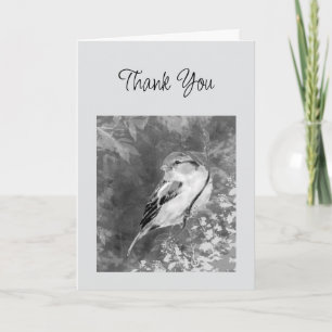 Carte Merci Oiseau Moineau Aquarelle en Forêt