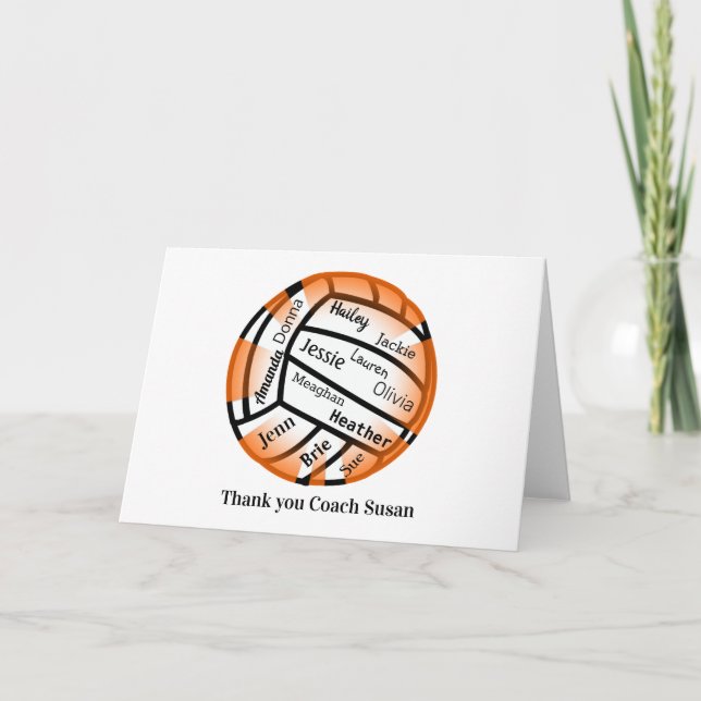 Carte Merci Orange and White Volleyball (Devant)