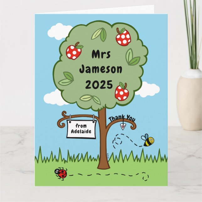 Carte Merci personnalisé arbre de célébration enseignant (Devant)