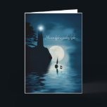 Carte Merci Phare Voilier et dauphin<br><div class="desc">Merci à quelqu'un qui a été là pour vous. Cette jolie carte a un phare et voilier avec dauphin et lune. Le phare guide le voilier par la lumière.</div>