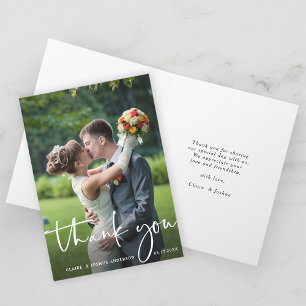 Carte Merci photo Mariage de script lettres main