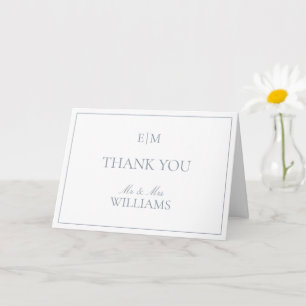 Carte Merci photo Mariage Monogram Dusty Blue Script