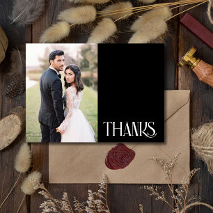Carte Merci photo simple Mariage noir blanc