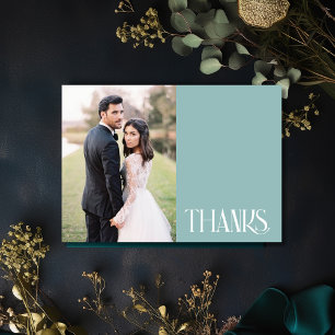 Carte Merci photo simple Turquoise Mariage vert