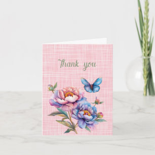 Carte Merci pivoines et papillon