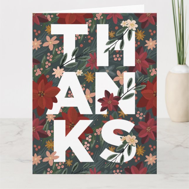 Carte Merci Poinsettia Floral Greeting Card (Devant)