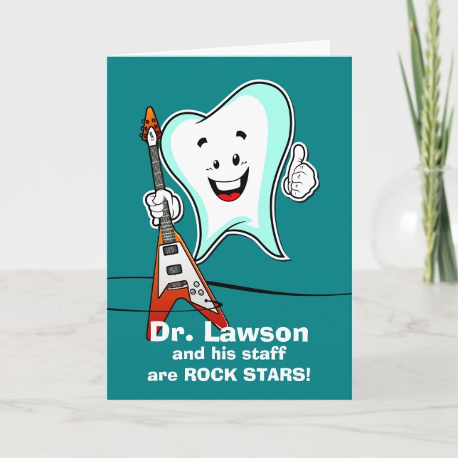 Carte Merci pour Endodontiste avec Rockstar Tooth (Devant)