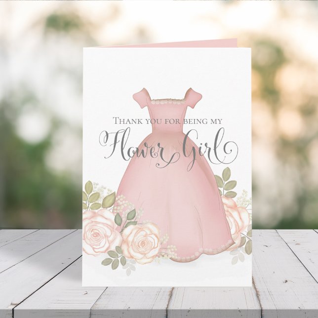 Carte Merci pour être Flower Girl Aquarelle Blush (Créateur téléchargé)