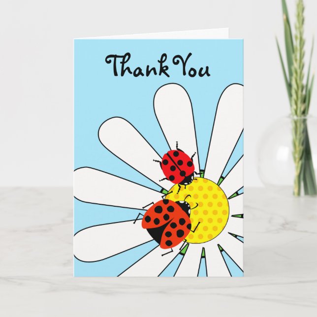 Carte Merci pour l'amitié avec Ladybugs sur Daisy (Devant)