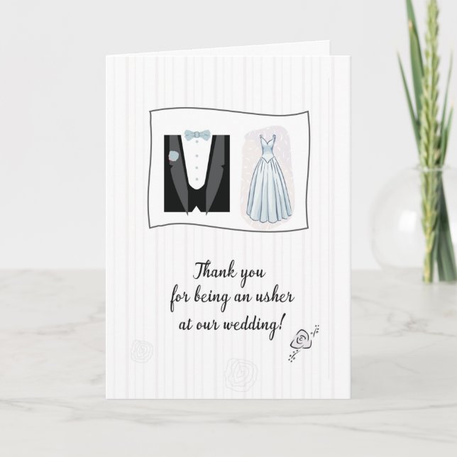 Carte Merci pour le costume de garçon d'honneur de maria (Devant)