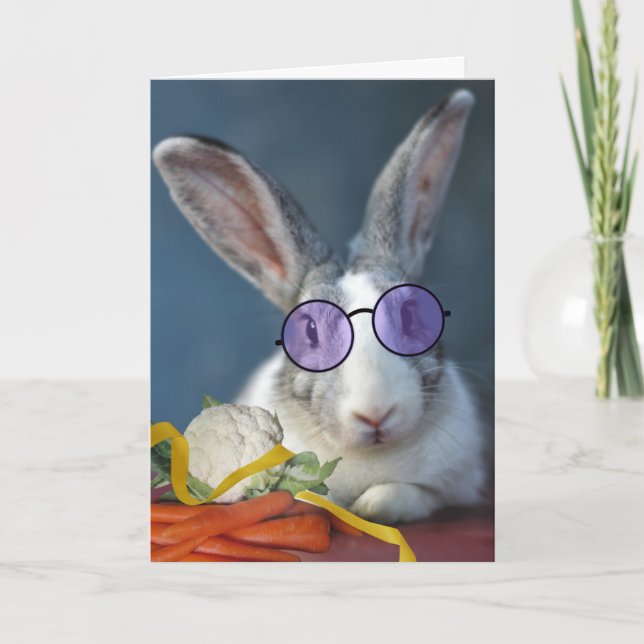 Carte Merci pour le dîner avec lapin et légumes (Devant)