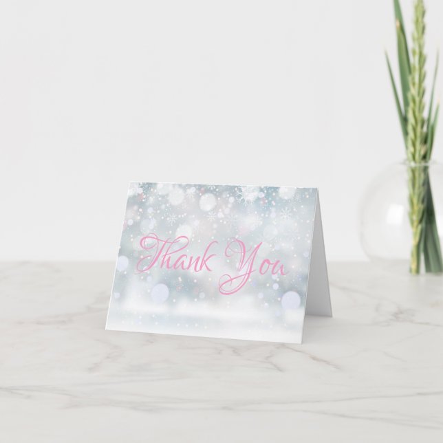 Carte Merci pour le premier flocon de neige d'hiver en é (Devant)