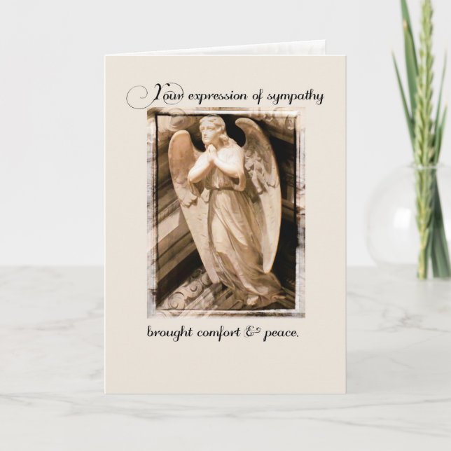 Carte Merci pour l'expression de sympathie Ange religieu (Devant)
