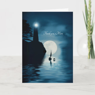 Carte Merci pour maman maman avec voilier et dauphin