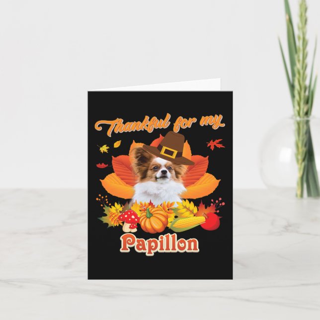 Carte Merci pour mon chien Papillon Thanksgiving Je suis (Devant)