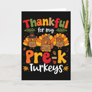 Carte Merci Pour Mon Pré-K Turkeys Thanksgiving Enseigna