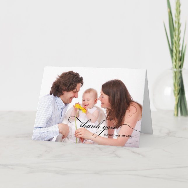 Carte Merci Pour Noël Cadeau Photo (Devant)