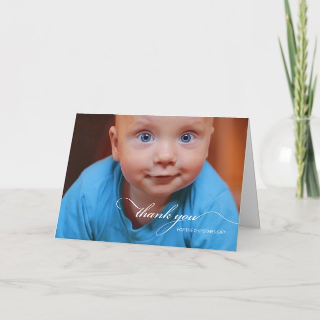 Carte Merci Pour Noël Cadeau Photo Texte Blanc (Devant)