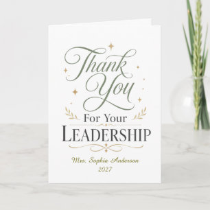 Carte Merci pour votre leadership nom personnalisé