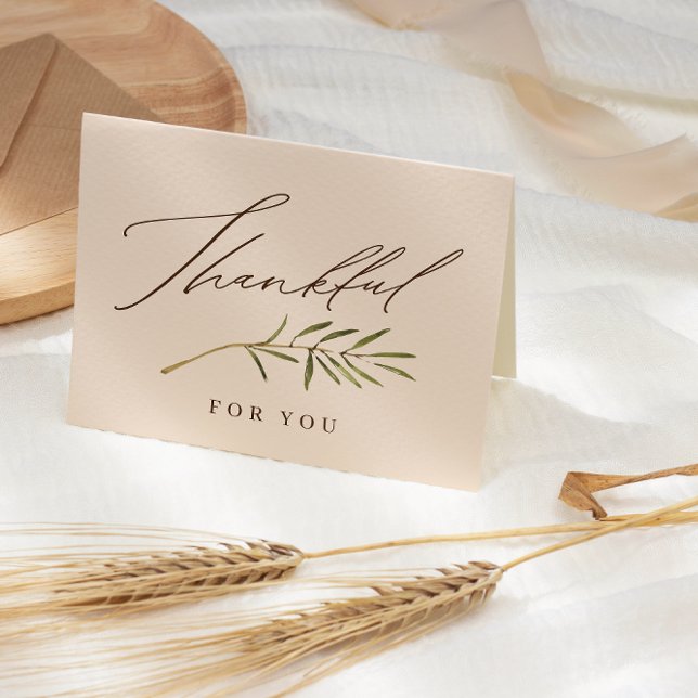 Carte Merci pour vous Calligraphie et Feuille Thanksgivi (Créateur téléchargé)