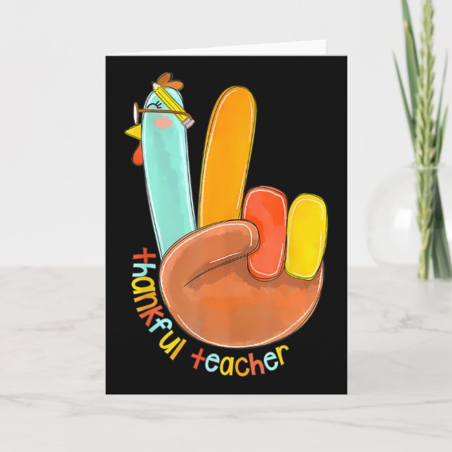 Carte Merci Professeur amusant Thanksgiving Peace Hand S (Devant)