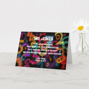 Carte merci professeur de mathématiques Poème d'apprécia