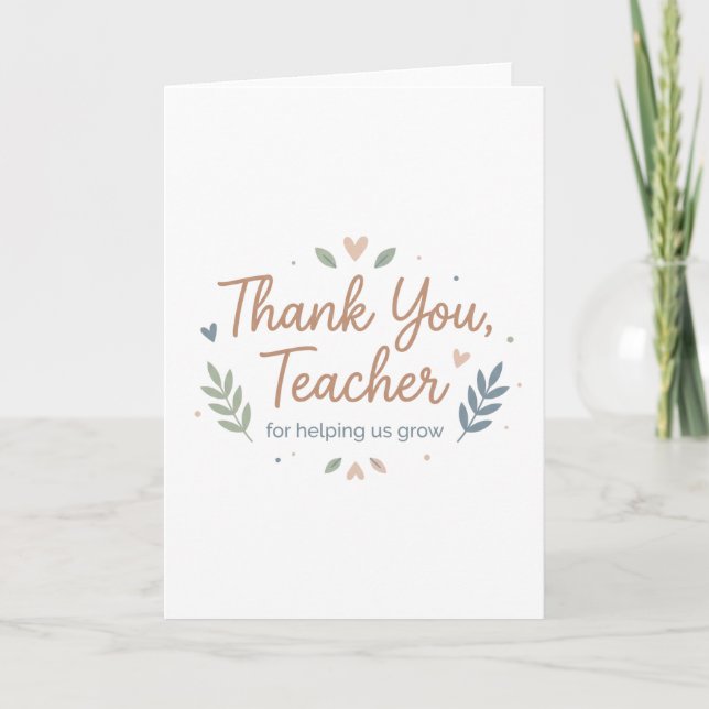 Carte Merci Professeur de Nous Aider à Grandir (Devant)