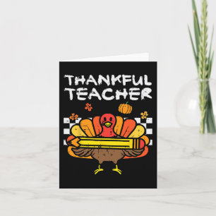 Carte Merci Professeur Thanksgiving Turquie Retro Chute 