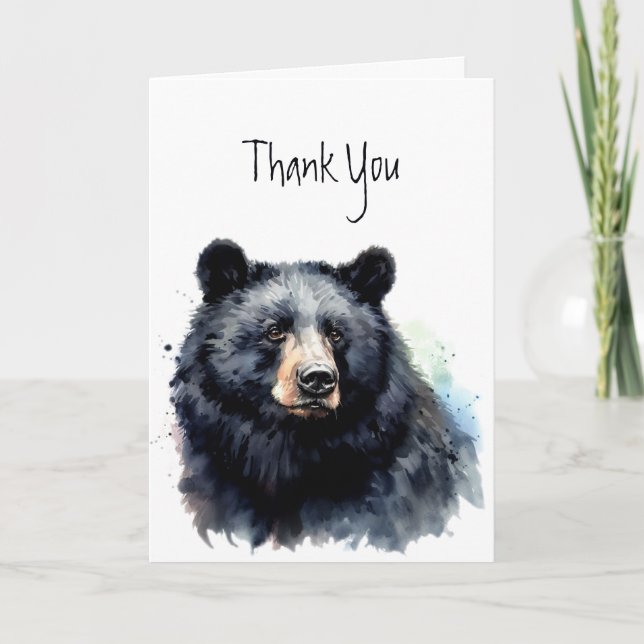 Carte Merci Remercier Ours Noir Animal Nature Faune (Devant)