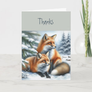 Carte Merci Renards Animaux Faune Nature Art
