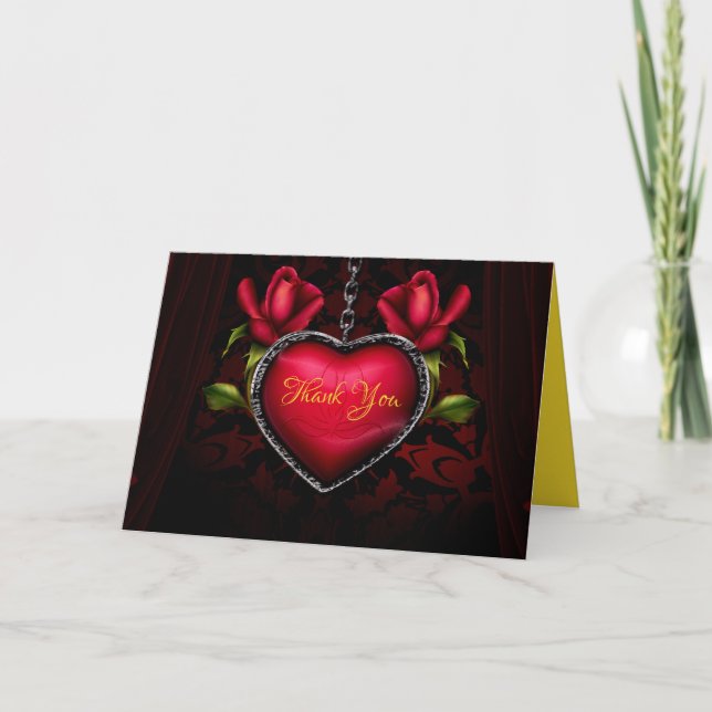 Carte Merci romantique du coeur rouge Personnaliser (Devant)