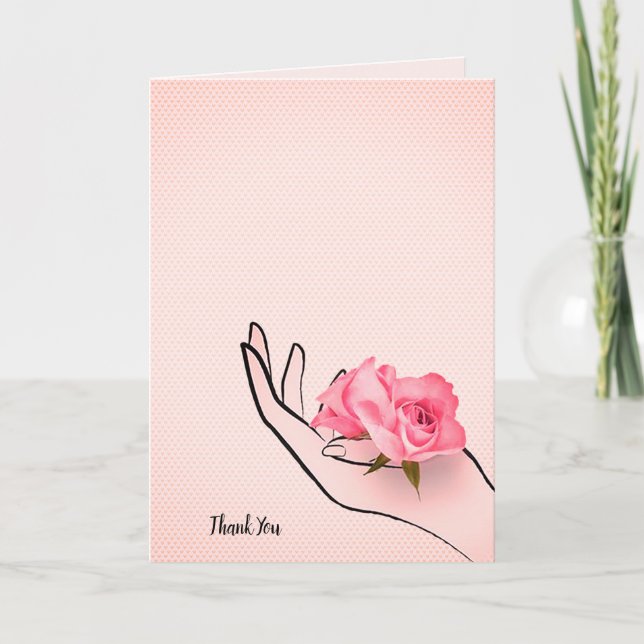 Carte merci rose à la main (Devant)