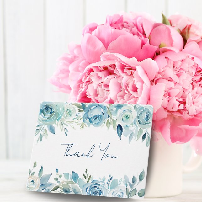 Carte Merci Rose aquarelle (Artfully crafted roses, blending hand-painted charm with digital enhancements. Express gratitude. )