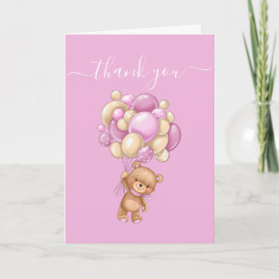 Carte Merci rose Teddy Merveilleux Ballons